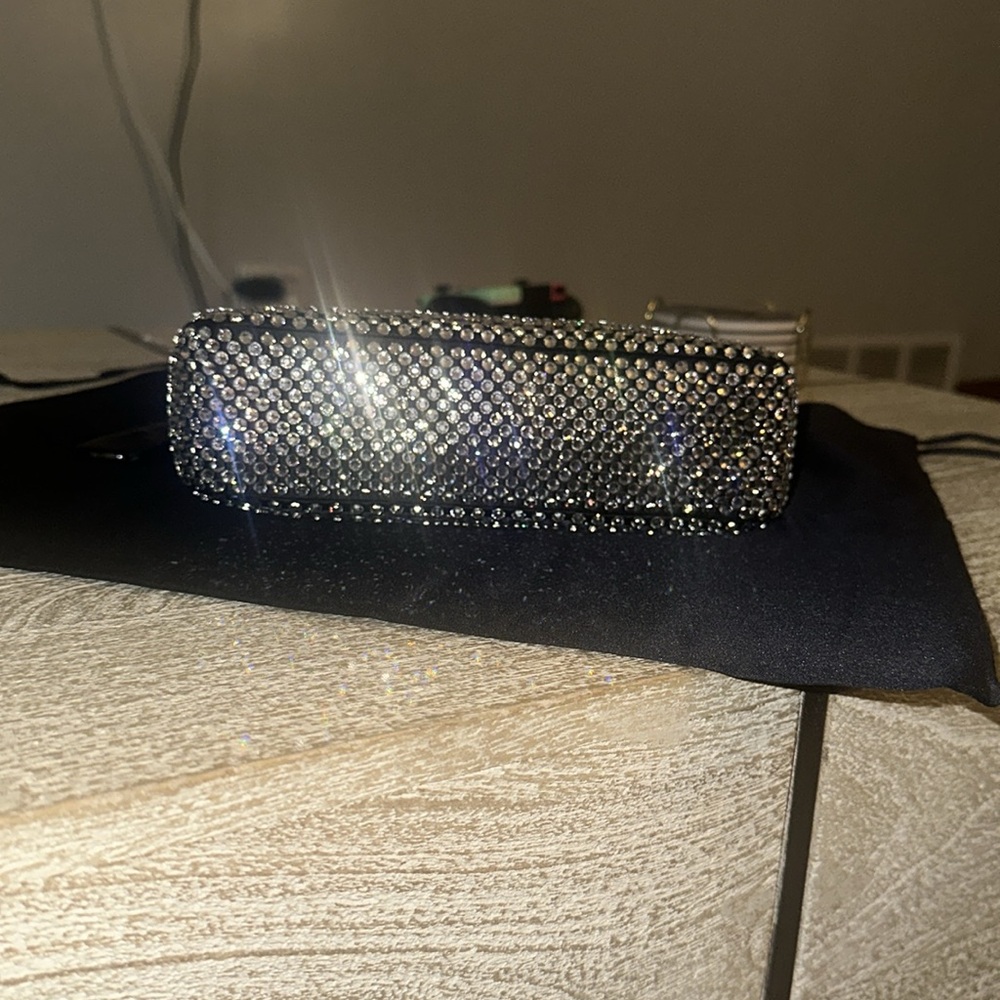 Prada Re-Edition 2000 Black Satin Mini Bag w/ Crystals - Picture 10 of 13